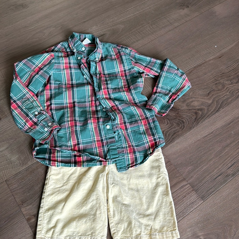 J crew button-down dress shirt, Ralph Lauren yellow shorts size 7 shirt, top 8